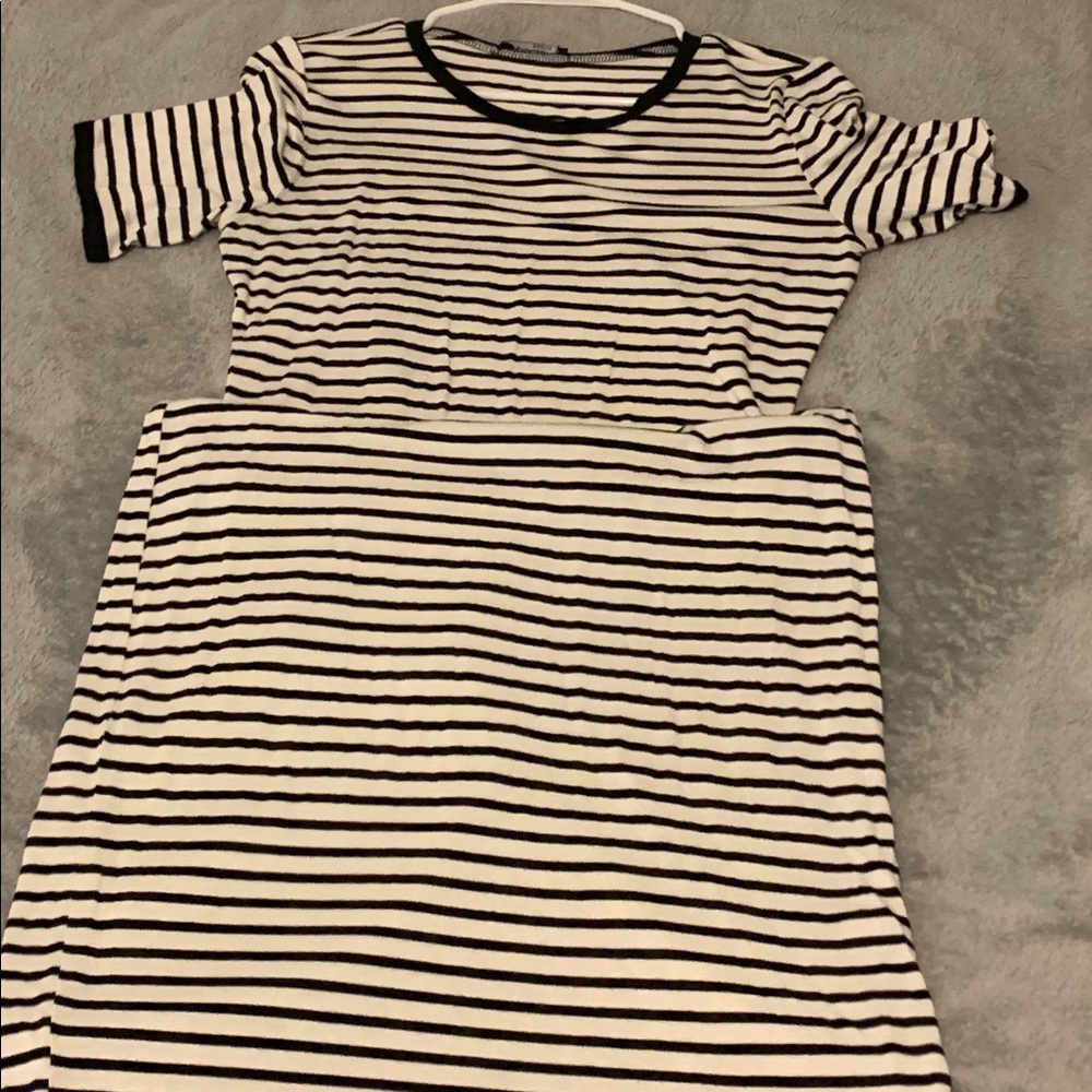 Striped ankle length dress
